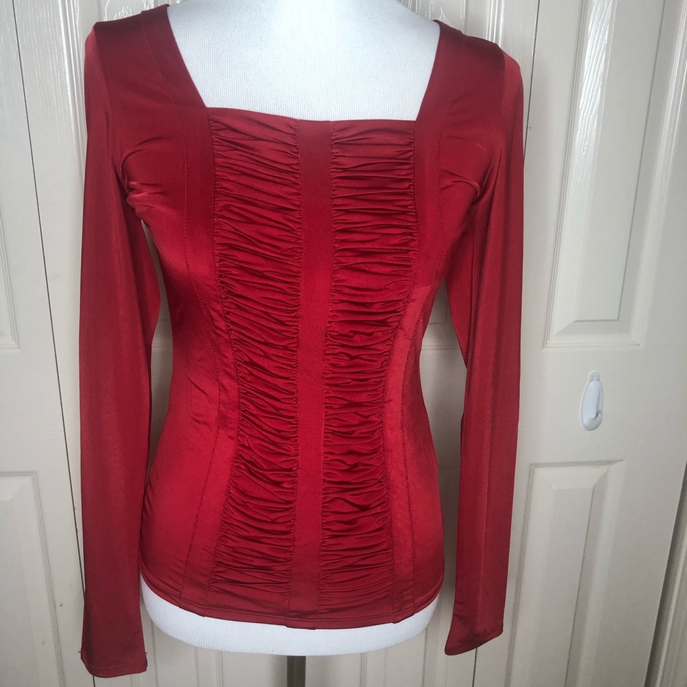 Carmen Marc Valvo Red Ruched Top NWT